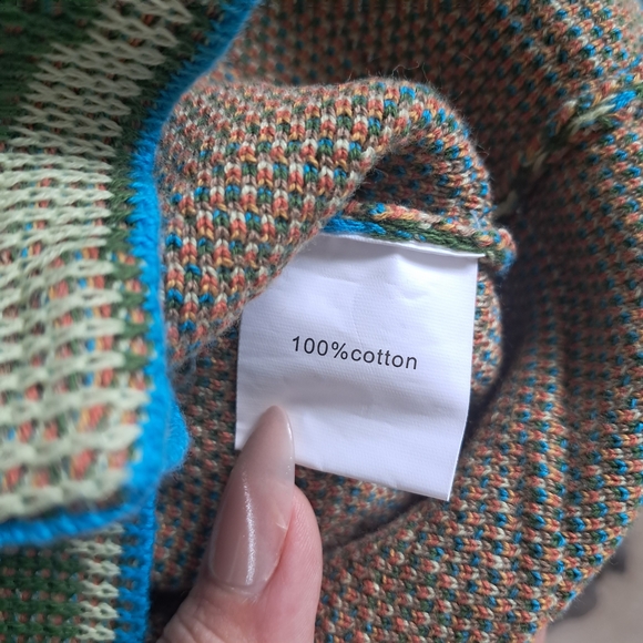 SeaMilk Cardigan Set Size S – 100% Cotton Button Front Sweaters (Blue & Brown) - Picture 6 of 16